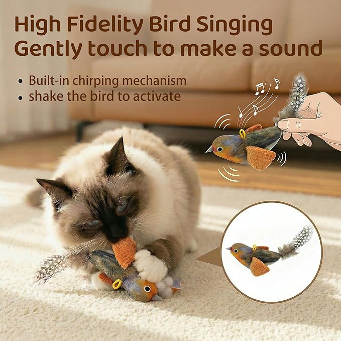 Interactive Cat Toys for Indoor Cats, Automatic Cat Hanging Toys for Bored Adult Cats, Cat Toys Realistic Bird with Catnip and Feather Chase Exercise Door Frame Cat Self Play Toys Pink