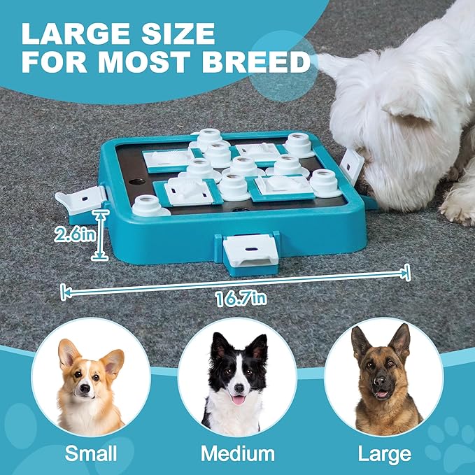 Aluckmao Dog Puzzle Toy, Adjustable Difficulty Levels Beginner to Advanced, Large Size, Brain Stimulation Mental Enrichment, Food Treat Game (Green)