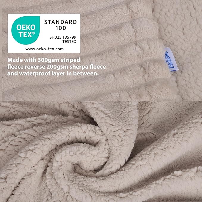 Waterproof Pet Blanket for Large Dogs & Cats - Reversible Calming Plush, Washable Furniture Cover for Couch, Bed, Car Seat, Blocks Leaks, Stains & Pet Fur (Line, 60"x80")