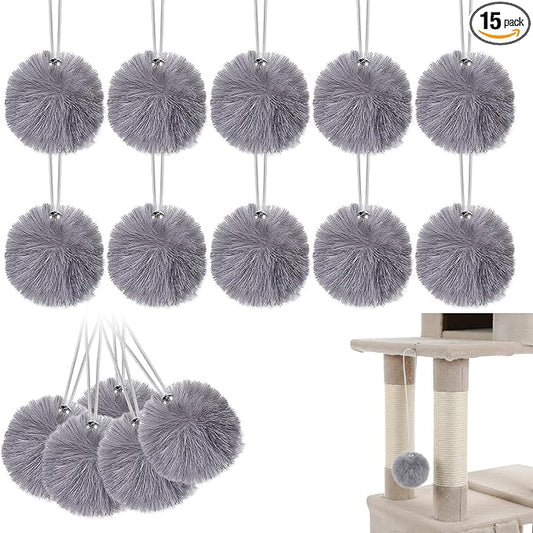 15 Pack Cat Tree Replacement Ball for Cat Tower Interactive Dangling Toys with Bell and Elastic Rope Kitten Tower Replacement Balls Plaything Add Ons for Scratching Post Tree