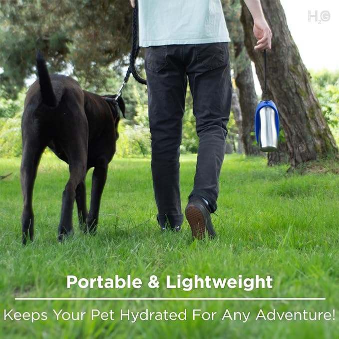 Portable Dog Water Bottle, 24 oz, Stainless Steel, Convenient Pet Water Dispenser, Collapsible Travel Bowl, Walking, Hiking, and Outdoor Activity, Compatible with Various Pets, Houd2Go (Pink, 24oz)