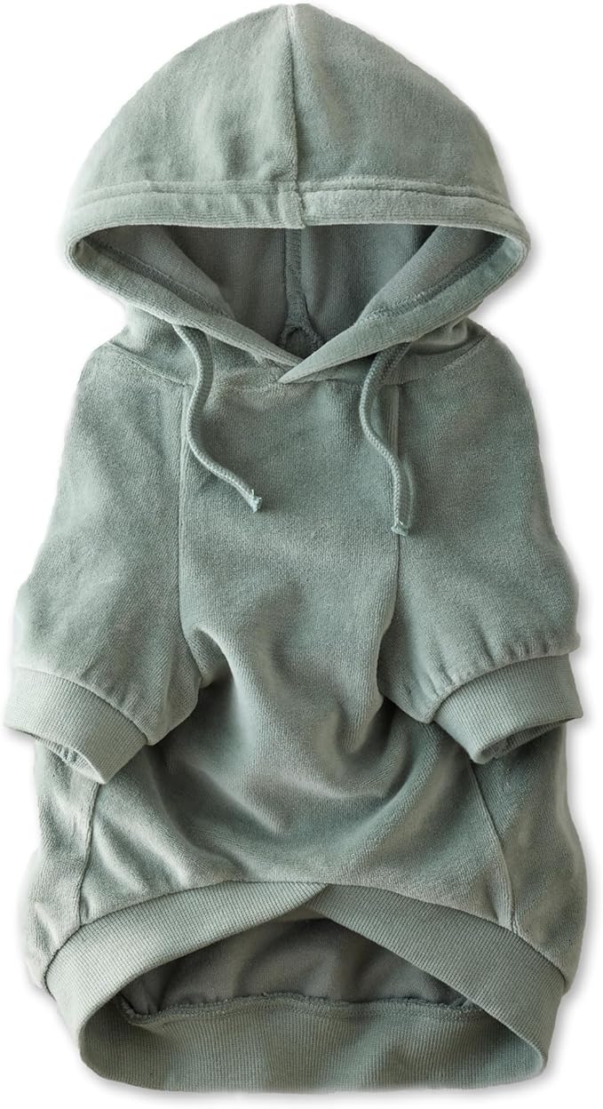 Pet Passion Cooper II Organic Cotton Velour Dog Hoodie Pet Coat for Small, Medium and Large Dogs, Sage, X-Large (55-80 lbs)