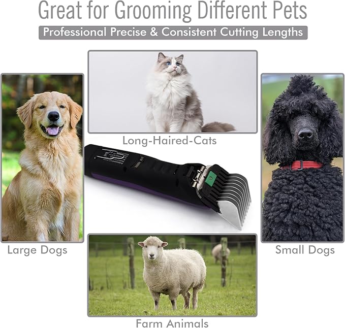 Professional A5-Style Animal Clipper Stainless Steel Color-Coded Snap-on Attachment Guard Guide Comb, 1/8"-1" Compatible with Wahl KM Series Oster A5 Andis Detachable Blade Pet Dog Groomers (#7-7/8")