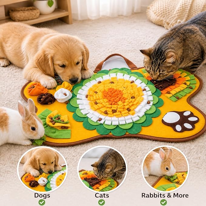Dog Snuffle Mat Slow Feeder, Interactive Puzzle Feeding Mat for Mental Stimulation, Nosework Toy for Boredom & Anxiety Relief, Foraging Training for Dogs