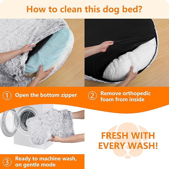 Human Dog Bed Fits Adult & Pets, Reversible Orthopedic Gel Memory Foam Cushion, Washable Long Plush, Plump Edge with Blanket, Storage Pocket, 71"x47.2"x9", Extra Large, Ombre Grey
