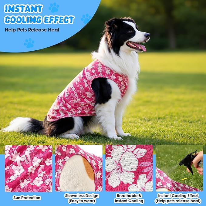 Talltalk 5 Pack Dog Cooling Vest Quick Dry Shirts Mesh Breathable Instant Sun Protection Cooling Dog Vest Lightweight Summer Beach Hawaii Jacket Collar for Outdoor Walking Hunting Hiking Clothes(L)