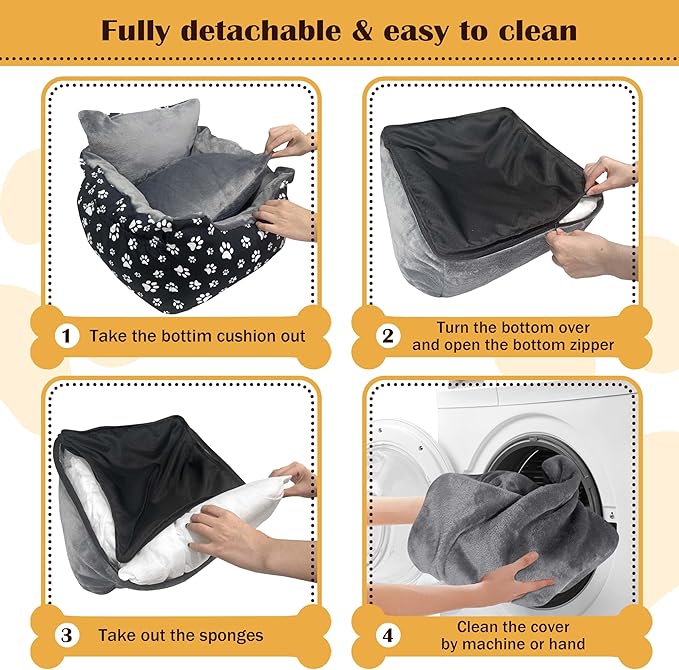 Dog Car Seats for Small Medium Sized Dogs Carseat for Car Funny Fuzzy Pet Dog Booster Car Seat Puppy Under 28 Lbs with Soft Plush Cushion&Washable Removable Cover