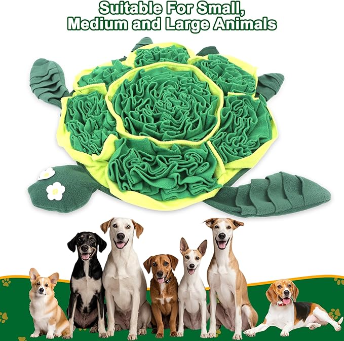 Snuffle Mat for Dogs - Interactive Puzzle Feeding Game for Stress Relief & Foraging Skills | Dog Toys to Keep Them Busy | Small/Medium/Large Dogs Turtle Design