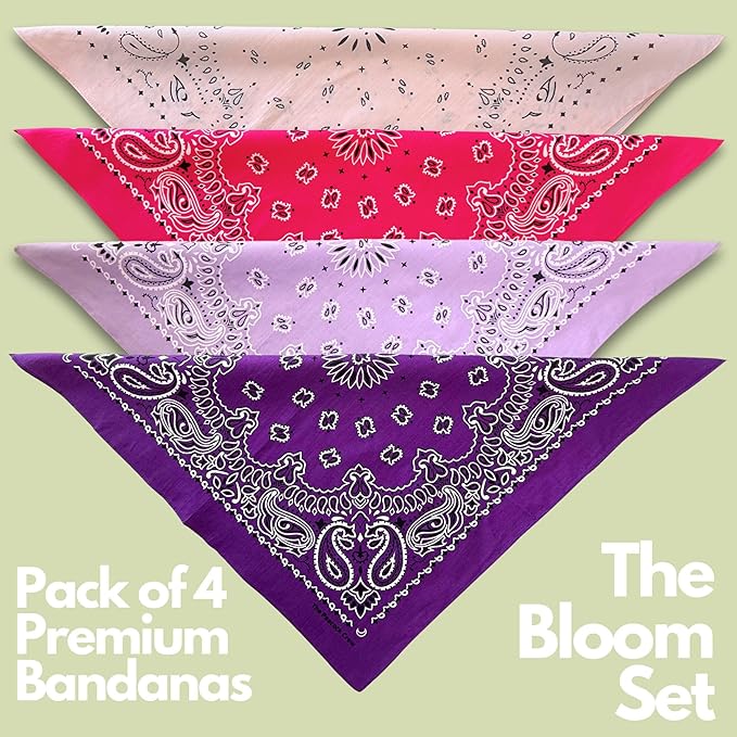 The Peacock Crew Premium Soft Cotton Bandanas Pack for Men and Women Paisley 22 x 22 inches