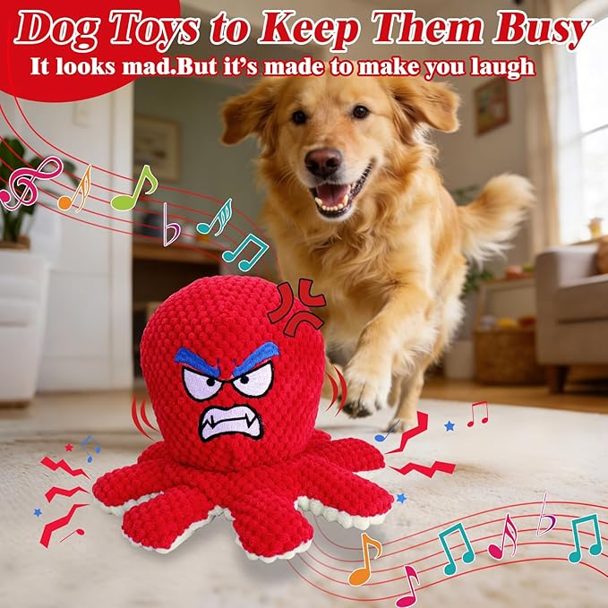 Mity rain Interactive Dog Toys with Thicken Plush, Moving Dog Toy with Recording Mode Shaking & Singing Mode Bouncing, Funny Ball Jumping to Keep Them Busy & Chase, Rechargeable (Octopus)