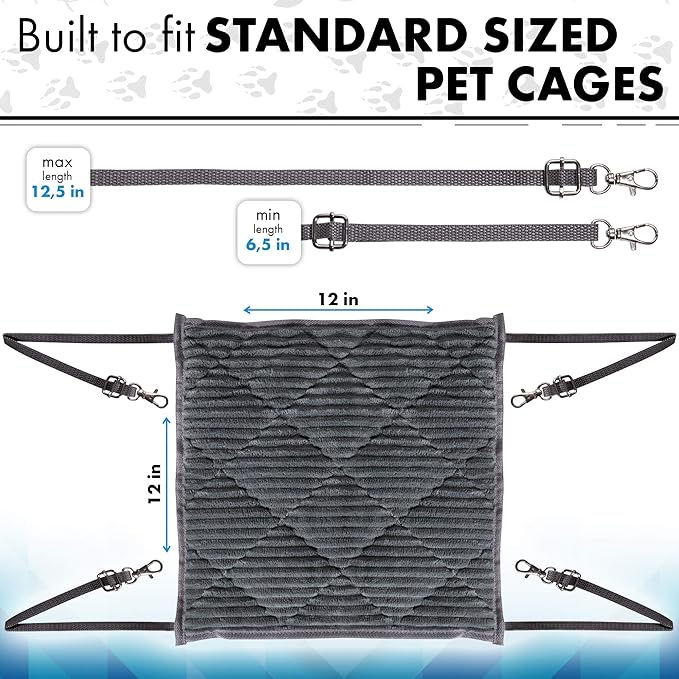 Ferret Hammock for Cage - Plush Double Bunk Bed Hanging Clips - Perfect for 2 or More Small Pets! (Rats, Ferrets, Hamsters, Guinea Pigs, Chinchillas & Squirrels) - Red