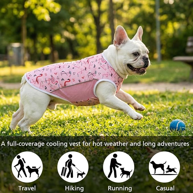 UPF 50+ Sun Protection Dog T-Shirt, 2 Pack Lightweight Sleeveless Dog Vest for Small Medium Dogs Girl – Reflective Strips, Quick-Dry Pet Apparel, Sports Fan Shirt P23ST00511L