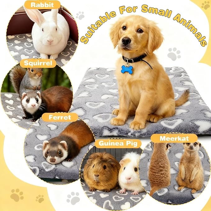 VitalCozy 3 Pcs Waterproof Reversible Dog Crate Pad Warm and Cool Dog Cats Bed Mat for Crates Sleeping Mat Cozy Heart Pattern Pet Bed for Puppy Cat Puppy Kitten Cushion Carrier, Grey(36"x24"x1.6")
