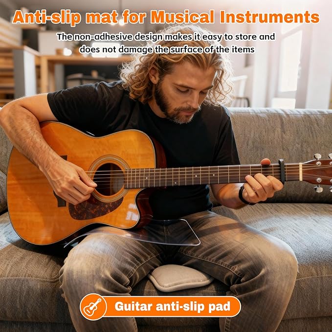 2MM Thick Clear Non-Slip Grip Mat - Washable & Cut-to-Fit, Multi-Use Anti-Slip Pad for Furniture, Pet Bowls, Folding Walker, Desks, and Crafts，Couch Arm Table，Guitar Non Slip Pad