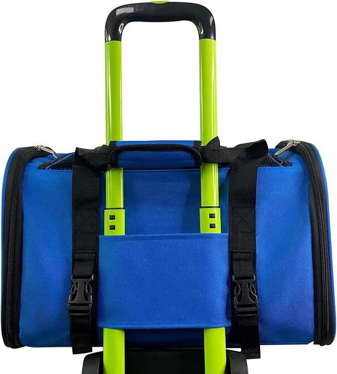 Airline Approved Soft Sided Pet Carrier, 17.5X11X11 Travel Tote with Soft Padded Bedding with Strong 1/4" Wood Base, Seatbelt & Luggage Attachment, Perfect for Cats and Small Dogs