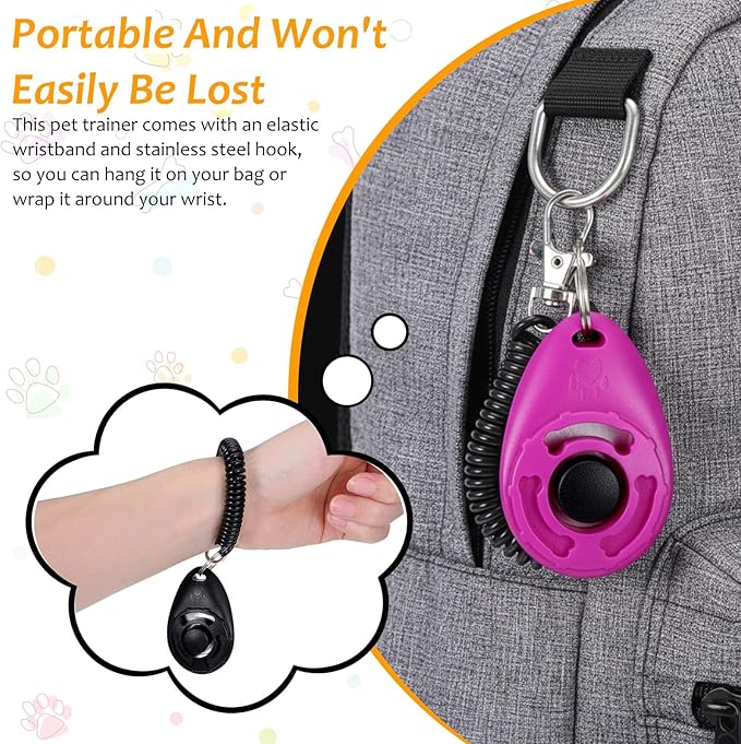 30 Pcs Dog Training Clicker with Wrist Strap, Pet Behavioral Training Clickers for Obedience and Positive Reinforcement, Puppy Trainer Supplies for Dogs Cats Horses Birds (Multicolor)