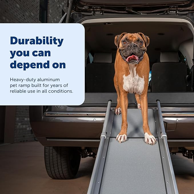 PetSafe Happy Ride Compact Telescoping Dog Ramp, Portable Pet Ramp for Cars, Trucks & SUVs with Adjustable Sizing