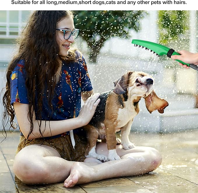 Pet Shower Sprayer, Dog Shower Attachment, 1.8GPM Dog Shower & Bath Accessories with Faucet Head Hook Valve 9.8 Ft Steel Hose for Dogs Cats Bath Indoor Outdoor Green & Black