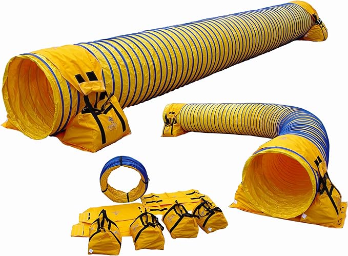 20' Heavy Duty Dog Agility Tunnel with 2 Sets of Tiedown System, Competition & Training, Multiple Colors, 2 Lengths (Yellow)