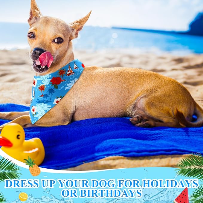 Sanwuta 120 Pcs Summer Bandanas for Dogs Bulk Hawaiian Beach Triangle Dog Bandana Washable Pet Scarves Adjustable Bibs for Small and Medium Pets, 30 Styles(Fruit)