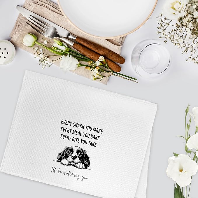 Funny Cavalier King Charles Spaniel Dog Kitchen Towels, Cavalier King Charles Spaniel Gifts for Dog Lovers, Dogs Themed Hand Towels, Puppy Dogs Dish Tea Towel for Kitchen Bathroom, 16x24 Inch