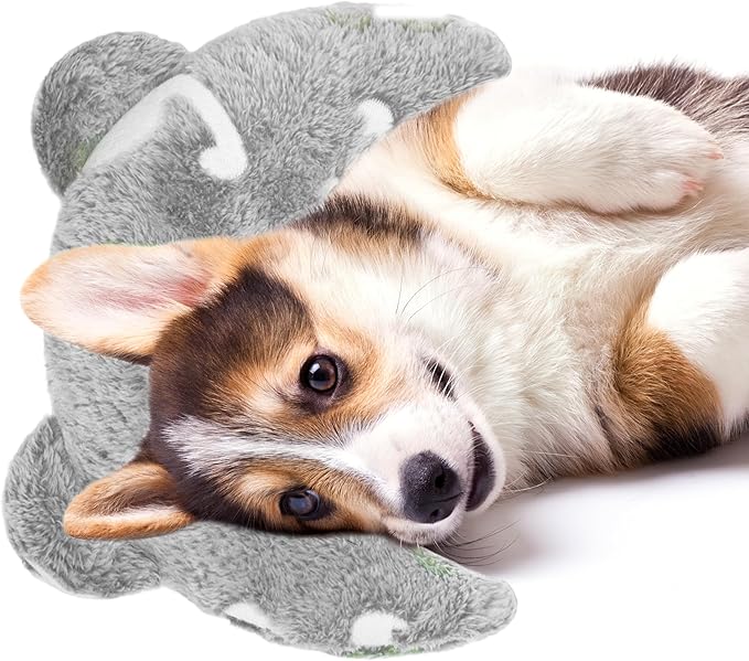 Pet Calming Pillow for Dogs, Soft U-Shaped Pillow Glow in the Dark, Joint Relief, Sleep Comfortably,Suit for Small, Medium, Large Dogs, Fluffy Pet Neck Pillow (S-Yellow Gray)