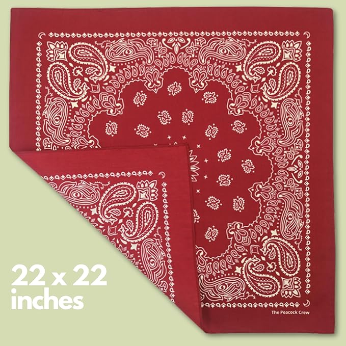 The Peacock Crew Premium Soft Cotton Bandanas Pack for Men and Women Paisley 22 x 22 inches