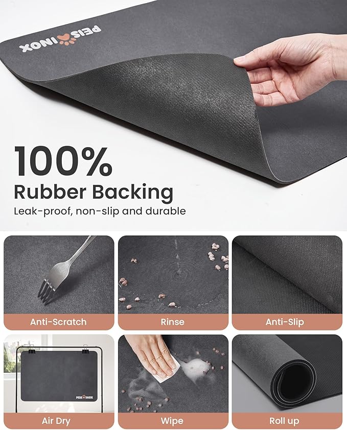 PEISAINOX Cat Dog Food Mat, Rapid Water Absorption Dog Mat for Food and Water,100% Waterproof Cat Dog Bowl Mat, Pet Food Mat for Messy Drinkers to Protect Floors, Pet Accessories Supplies