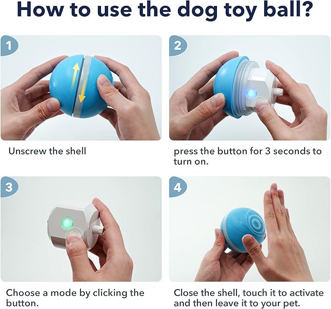 Cheerble Interactive Dog Toy Automatic Moving Ball, Wicked Ball for Big Dog (Not for Aggressive Chewers), Smart Robotic Indoor Outdoor Pet Toy, USB Rechargeable Toy for Medium Large Dogs