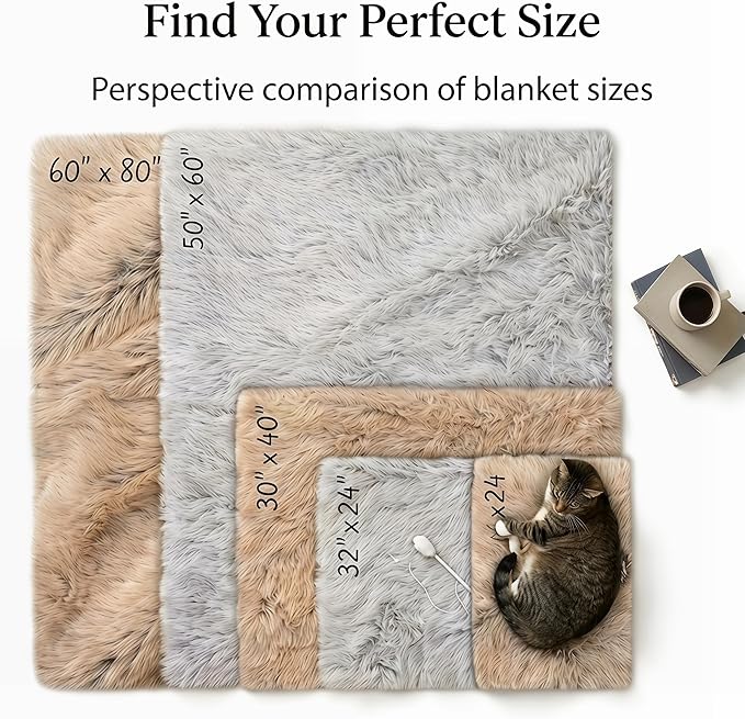 PJYuCien Dog Blanket for Dogs, Puppies and Pets, Lightweight & Portable Fluffy Fleece Throw, Super Soft Plush Cat Blanket for Couch/Car Seat/Furniture, Machine Washable, 30"x40", Grey