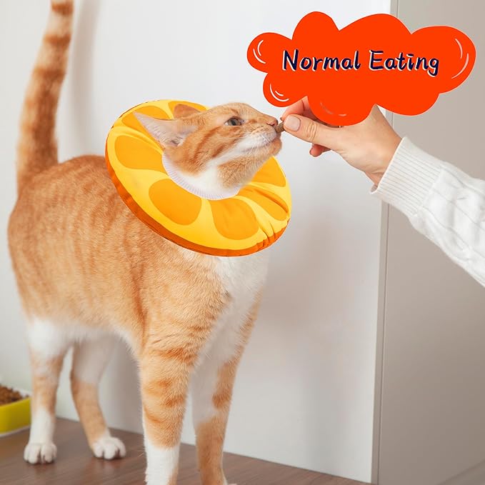 Seyezo Cat Cone Collar Soft, Adjustable Cat Recovery Collars for Small Medium Large Cats, Cute Donut E Collar After Surgery, Anti-Lick Recovery Elizabethan Collar for Kittens (Orange, Large)