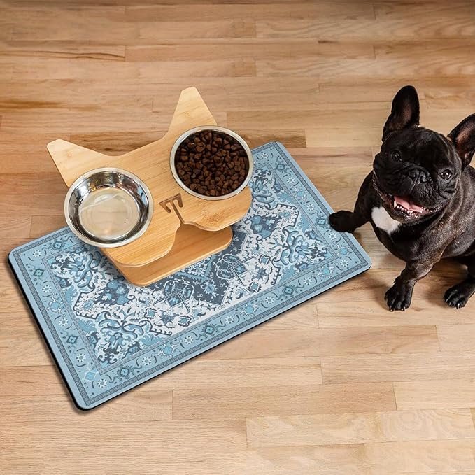 Pet Feeding Mat for Floors Waterproof Dog Mat for Food and Water Absorbent Quick Dry Non Slip mat for Cat Bowls