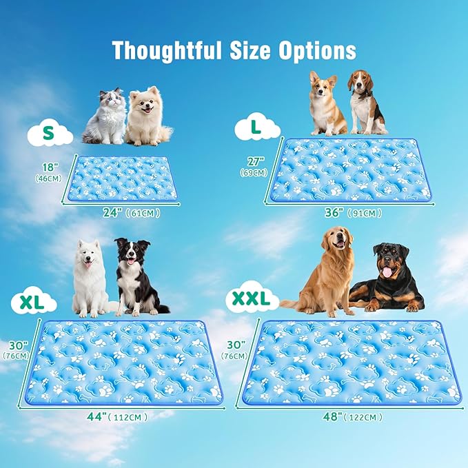 Dog Cooling Mat for Extra Large Dogs, Cool Dog Bed Mat for Indoor & Outdoor, Q-Max>0.5, Machine Washable Non-Toxic Pet Self Cooling Pad for Kennel, Crate, Car - XXL(48" x 30") - Blue