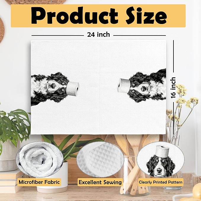 Funny Bernese Mountain Dog Hand Towels, Bernese Mountain Dog Gifts for Women Hand Towel for Bathroom Decor, Gifts for Dogs Pet Lovers Decorative Towel 16x24 Inch Set of 2