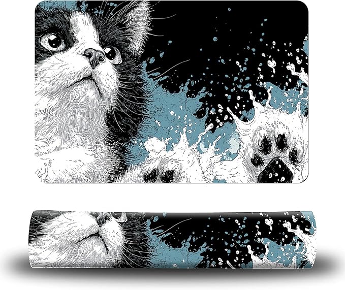 Dog Food Mat, 15.7" x 23.6" Absorbent Pet Feeding Mat for Food and Water, Waterproof Diatom Mud Pet Placemat with Non-Slip Rubber Backing, Easy Clean Cat Bowl Mat for Floors - Black Cat Claw