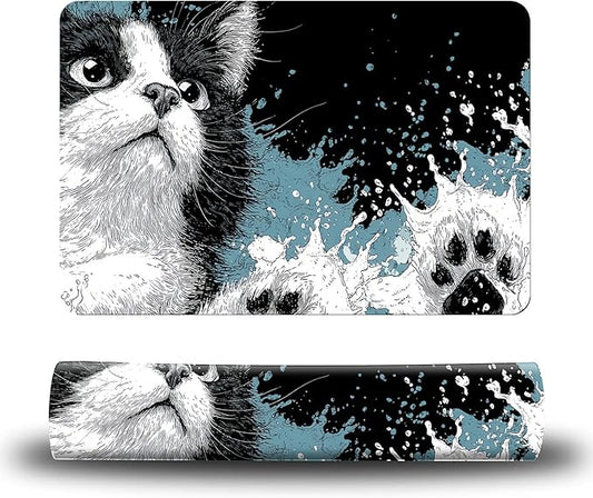 Dog Food Mat, 19.6" x 23.6" Absorbent Pet Feeding Mat for Food and Water, Waterproof Diatom Mud Pet Placemat with Non-Slip Rubber Backing, Easy Clean Cat Bowl Mat for Floors - Black Cat Claw