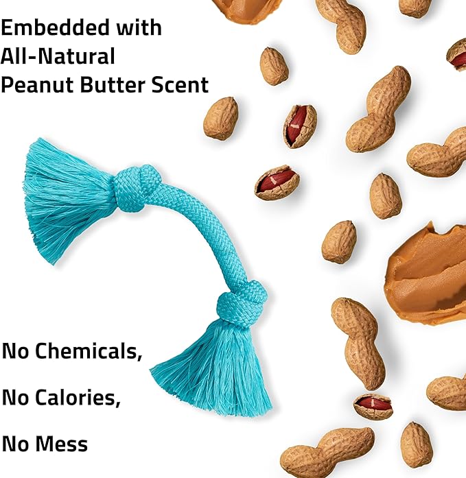 Playology Dog Toys | Dri-Tech Rope Tug of War Dog Toy for Tough Chewers | Peanut Butter Scented Medium Tug Rope Toys for Dogs