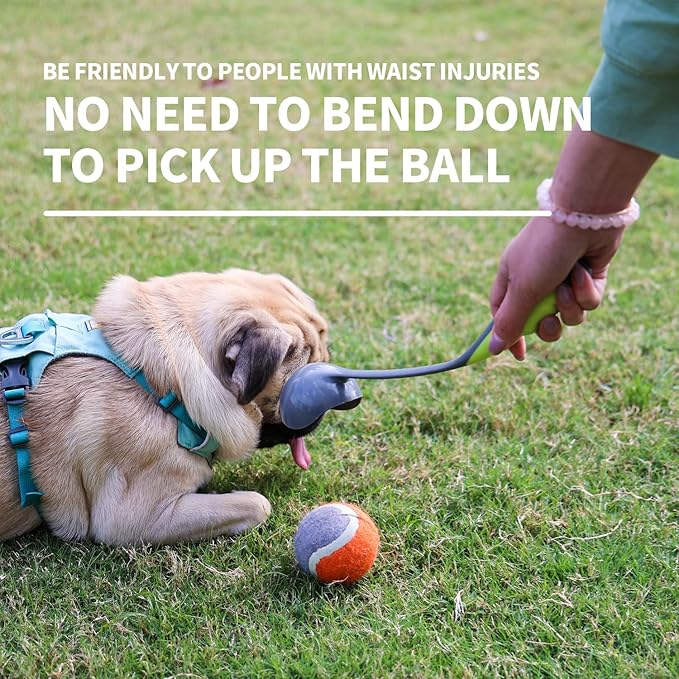 PAWISE Dog Ball Launcher for Medium Dogs, 12.2" Dogs Fetch Toy with 2.5" Tennis Balll, Portable Dog Tennis Ball Thrower for Indoor & Outdoor Play, Lightweight, Durable & Hands-Free Pick-Up