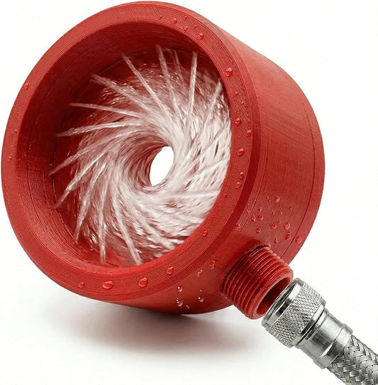 "Lil' Bro" 360 Handheld Detailer - The Ultimate Undercarriage Power Washer for Men & Pets - 360° Inward Vortex Hygiene Wand - Fits Standard Shower Hoses (Red, Large)