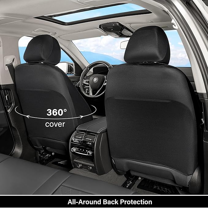 Coverado Universal Leather Seat Covers Front Seats, 2-Pack Seat Covers for SUV, Pickup Truck, Sedan, Automotive Vehicle Interior, Waterproof and Durable All Weather Protector，Gray