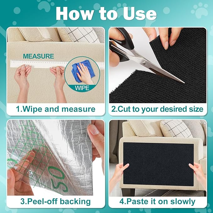 ENONCI Bed Cat Scratcher Pad,47.2"x15.8"Cat Scratching Mat,Self-Adhesive Trimmable Anti Scratch Bed Couch Wall Corner Furniture Protector from Cat Claws,Easy Use for Carpet/Door/Post
