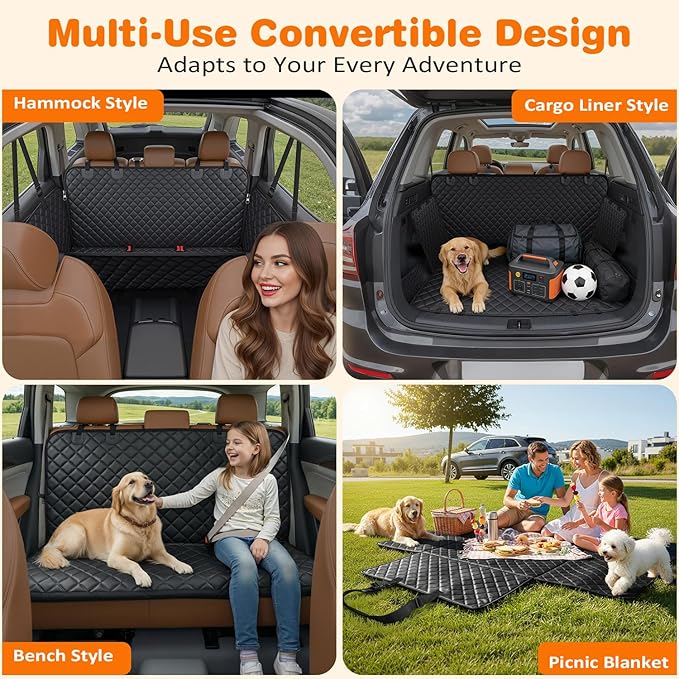 URPOWER 900D Heavy Duty Scratch Proof Dog Car Seat Cover for Pets 100% Waterproof Seat Cover Hammock Nonslip Durable Soft Back Seat Covers for Cars and SUVs