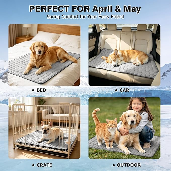 Mannice Pet Cooling Mat, X-Large, 3-4 Degree Cooler, No Water or Electricity Needed, Portable and Foldable, Safe for Dogs and Cats, Non-Irritating, Easy to Use, 3 Years Warranty