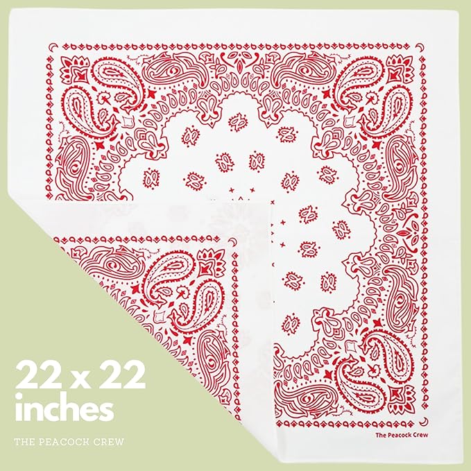 The Peacock Crew Premium Soft Cotton Bandanas Pack for Men and Women Paisley 22 x 22 inches