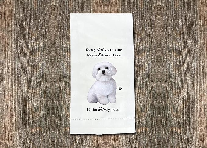 E&S Imports Maltese Kitchen Towels - Soft, Highly Absorbent - Maltese Gifts - Reusable - Quick Drying - 100% Natural Cotton
