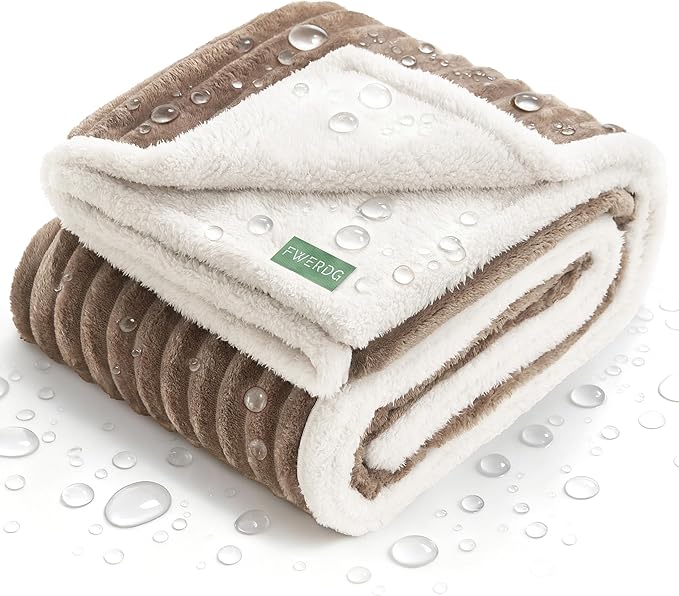 Waterproof Puppy Blankets for Small Dogs - Cozy Fleece Calming Cat Blanket for Couch Furniture Protector, Washable Dog Blankets for Indoors & Outdoors, Brown, 25"x35"