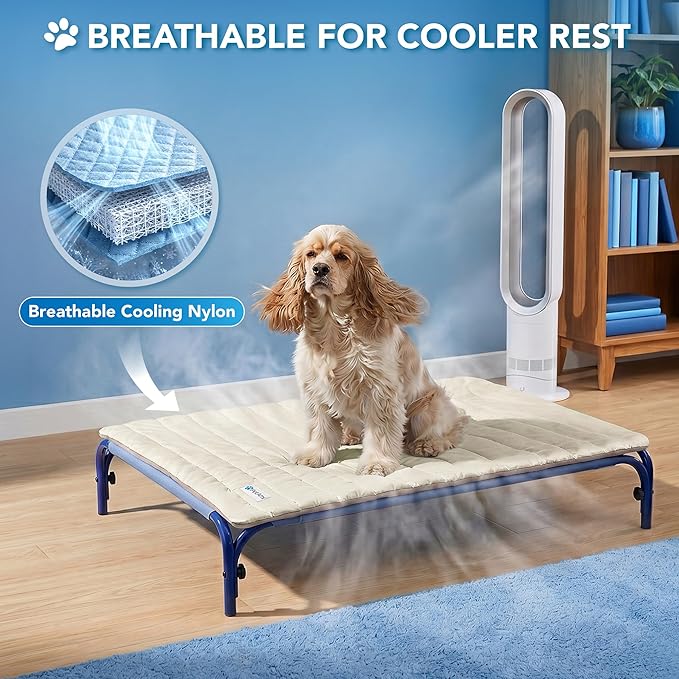 PetAmi Dog Cooling Mat, Q-Max Pet Cooling Blanket with Thick Cushioning, Self Cooling Pad for Dogs & Cats, Reversible Summer Mat for Crate, Couch, Kennel, Taupe/Beige, Small (24x32)