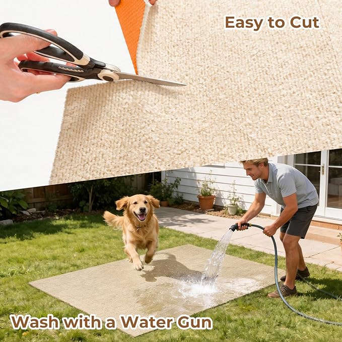 Dog Crate Mat, 24 in X 36 in Dog Playpen Mat Extra Large Liner for Under Dog Crate Cages, Absorbent Urine, Puppy Pee Pad Reusable Washable Floor Protector Waterproof Non-Slip Cream White