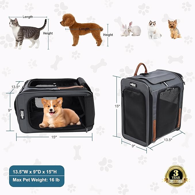 EliteField Deluxe Backpack Pet Carrier (3 Year Warranty, Airline Approved), Travel Soft-Sided Carrier Bag for Dogs, Cats & Small Pets