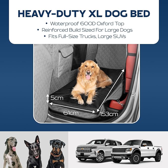 Ruff Liners XL Back Seat Dog Bed Cushion, Gray – As Seen on Shark Tank – for XL Seat Extenders/Floor Covers – Waterproof, Machine-Washable – Backseat Dog Bed with Rebound Foam